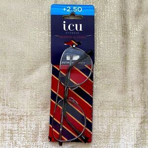 NWT ICU Eyewear Silver & Tortious Shell Reading Glasses/Cheaters Strength +2.50